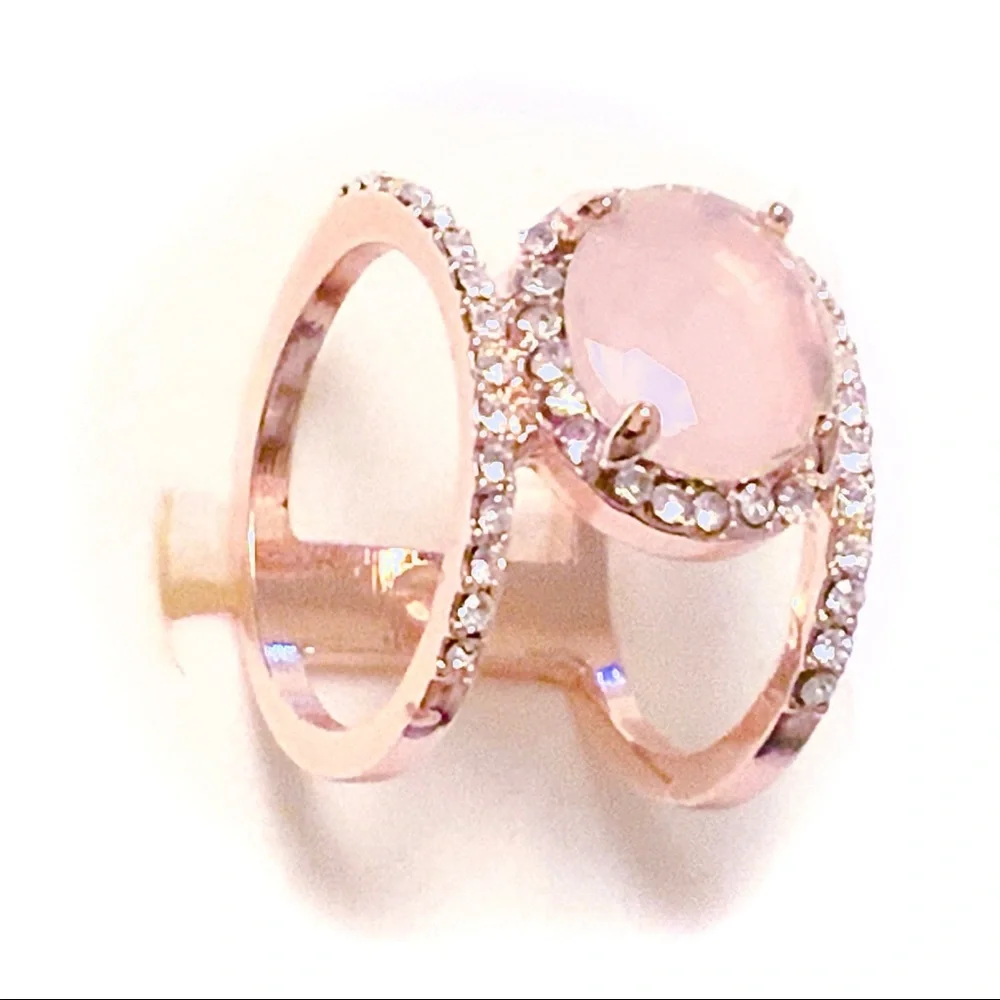 🆕 Gen Rose Quartz Diamond 14k Rose Gold Ring NWT - Picture 2 of 8